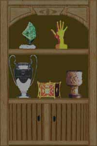 Die Wohnstube der Burg, viele Raritäten aus über 1000 Lebensjahren. Einfach die Gegenstände anklicken und mehr erfahren.